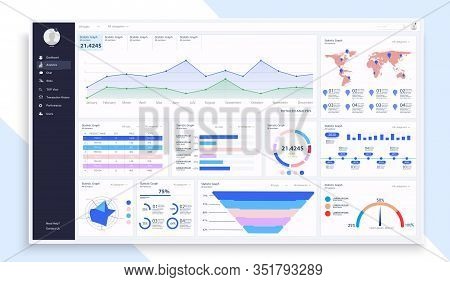 Dashboard, Great Design For Any Site Purposes. Business Infographic Template. Vector Flat Illustrati