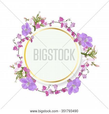 Beautiful Wedding Invitation Set Of Wild Flowers. Vector Illustration