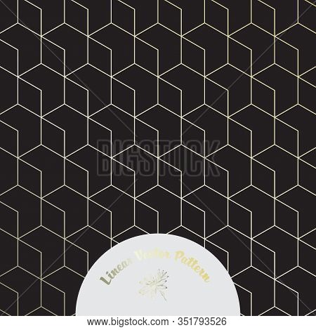 Geometric Vector Pattern, Repeating Linear Hexagon And Diamond Shape On Dark Background. Pattern Cle