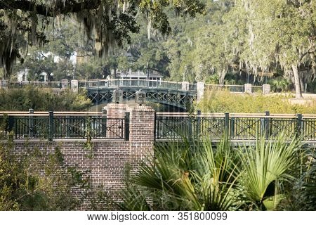 View of bridges and woods in Palmetto Bluff near Bluffton, South Carolina, USA.