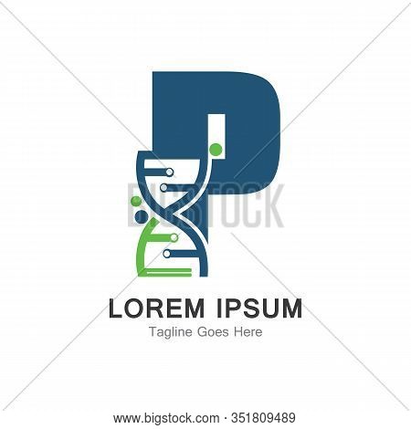 P Letter With Dna Logo Creative Design Template