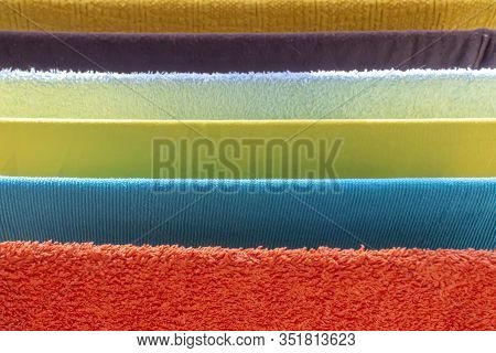 Multi-colored Linen Hanging On A Rope After Washing.