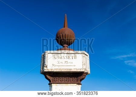 The Montarrenti Column Is A 1840 Road Sign Built By Leopold Ii, Grand Duke Of Tuscany, Italy
