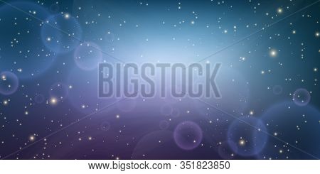 Festive Background With Bokeh And Stars.space Background With Comet And Stars On A Dark Background. 