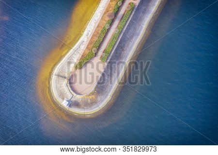 Embankment In The Mezhigorye National Park, Drone View.