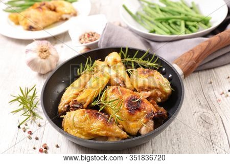 grilled chicken wings and green bean