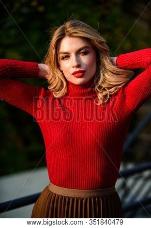 Happy To Be Around. Cosmetics And Skin Care Trend. Autumn Woman Curly Hair. Female Beauty. Haidresse