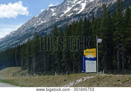 Banff, Canada - June 2, 2019: View Of Sign 