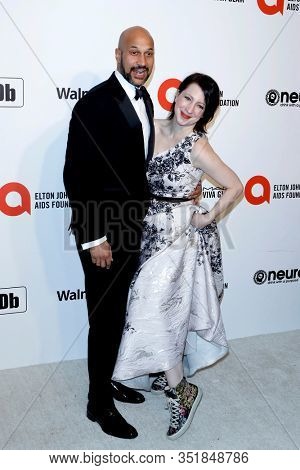 LOS ANGELES - FEB 9:  Keegan Michael Key, Elle Key at the 28th Elton John Aids Foundation Viewing Party at the West Hollywood Park on February 9, 2020 in West Hollywood, CA