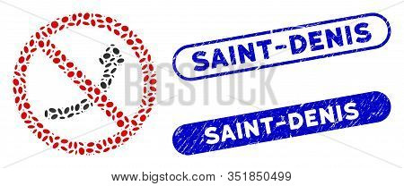Collage No Potency And Distressed Stamp Seals With Saint-denis Text. Mosaic Vector No Potency Is Des