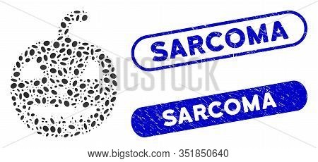 Mosaic Old Halloween Pumpkin And Grunge Stamp Seals With Sarcoma Phrase. Mosaic Vector Old Halloween