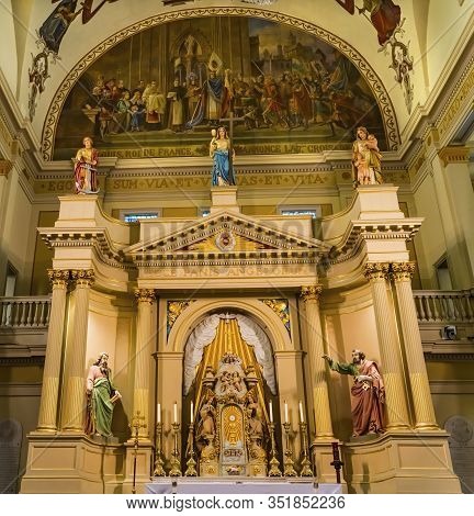 New Orleans, Louisiana, United States - October 6,2019 Altar Saint Louis Basilica Cathedral Oldest C