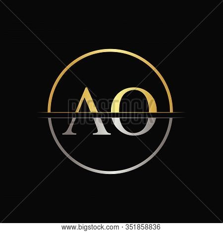 Initial Circle AO Letter With Modern Typography Vector Template. Creative Abstract Letter AO Logo Design