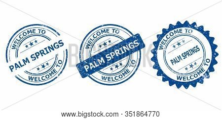 Welcome To Palm Springs Blue Old Stamp Sale