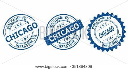 Welcome To Chicago Blue Old Stamp Sale