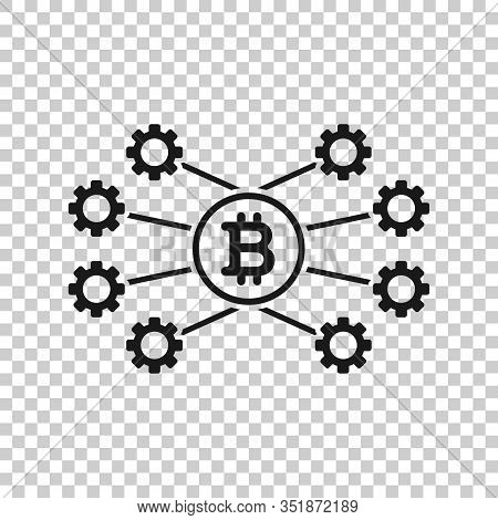 Bitcoin Icon In Flat Style. Blockchain Vector Illustration On White Isolated Background. Cryptocurre
