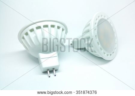 Led Lights On A White Background. Lamps Isolated On A White Background. Diode Lamps For The Interior