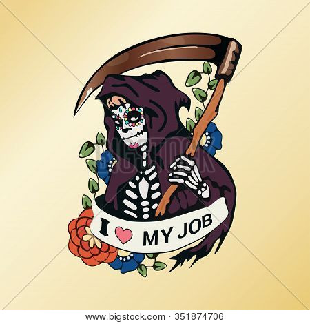 Mexican Muerte Character. T-shirt Original Design Illustration
