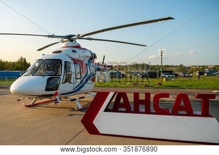 August 30, 2019. Zhukovsky, Russia. Russian Light Multi-purpose Helicopter Kazan Ansat At The Intern