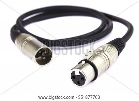 Xlr Connector For Microphone Cables Isolated Above White Background
