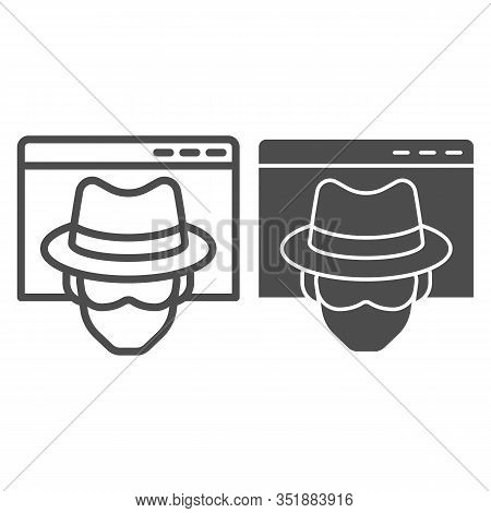 Anonymous Browser Line And Solid Icon. Window With Malefactor Incognito Net Surfer. Data Security Ve