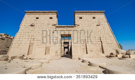 Karnak Temple In Luxor, Egypt. The Karnak Temple Complex, Commonly Known As Karnak, Comprises A Vast
