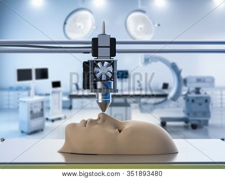 3d Rendering 3d Printer Print Prosthetic Hip Bone
