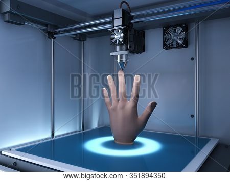 3d Rendering 3d Printer Print Prosthetic Hand