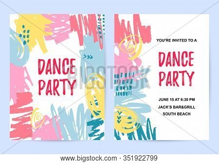 Backdrops With Hand Drawn Stains. Place For Text. Template For Greetins, Holidays, Party Invitation,