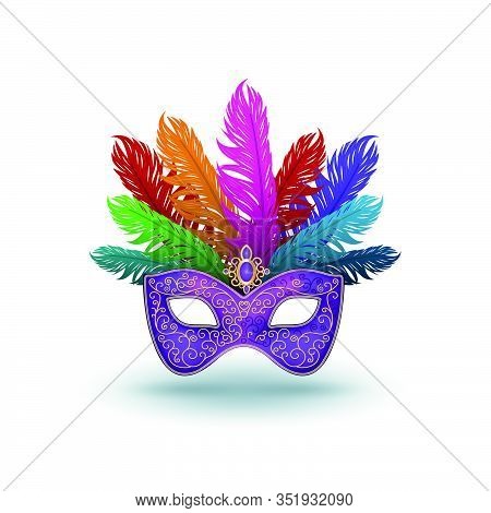 Carnival Mask With Feather Vector Illustration For Vanilla Festival