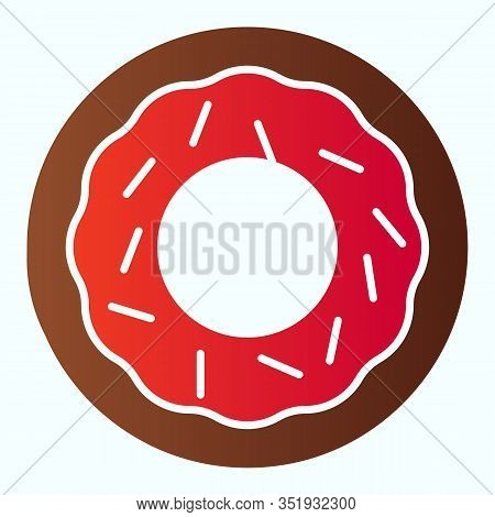 Donut Flat Icon. Bakery Food Vector Illustration Isolated On White. Sweet Doughnut Gradient Style De