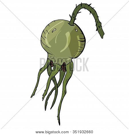 Rosehip Colorful Fruit Isolated Sketch On White Background. Detailed Hand Drawn Illustration With Fr