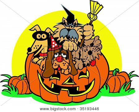 ハロウィーン カボチャの犬のクリップアート