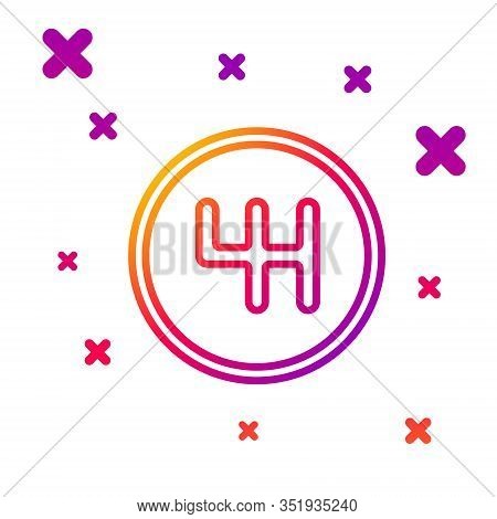 Color Line Gear Shifter Icon Isolated On White Background. Transmission Icon. Gradient Random Dynami