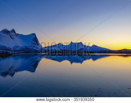 Beutifull Sunset Over Some Mountains In Northern Norway