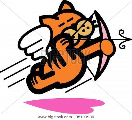 猫のクリップ アート バレンタイン日キューピッド