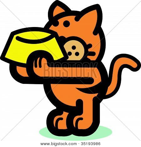 猫のクリップ アート空腹持株フードボウル