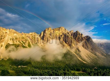 Panoramic View Of Puez-odle Mountain Range, Dolomite Alps, Italy
