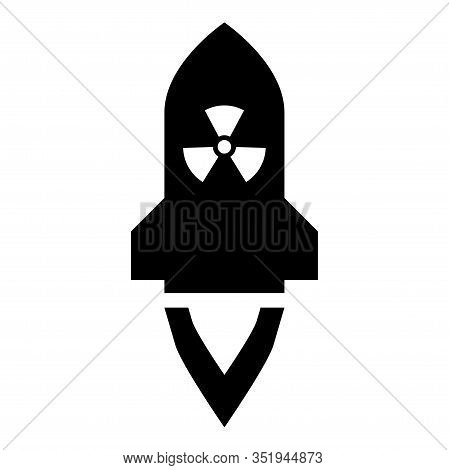 Atomic Rocket Flying Nuclear Missile Weapons Radioactive Bomb Military Concept Icon Black Color Vect