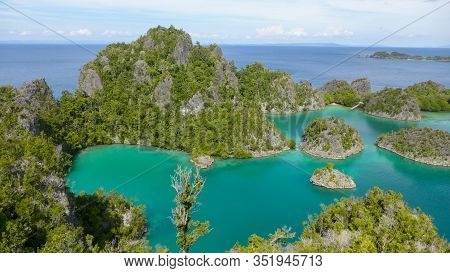 Heavenly And Remote Islands. Piaynemo Lagoon, Fam Archipelago, North Raja Ampat, One Of The Most Bea