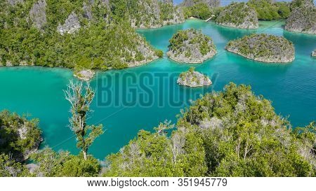 Heavenly And Remote Islands. Piaynemo Lagoon, Fam Archipelago, North Raja Ampat, One Of The Most Bea