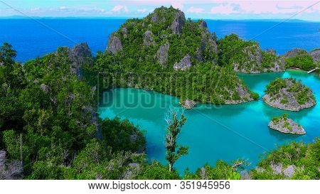 Heavenly And Remote Islands. Piaynemo Lagoon, Fam Archipelago, North Raja Ampat, One Of The Most Bea