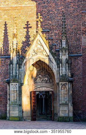 Utrecht, Netherlands - January 06, 2020. Entrance To Pandhof Garden Of The Dom Church Is One Of Holl