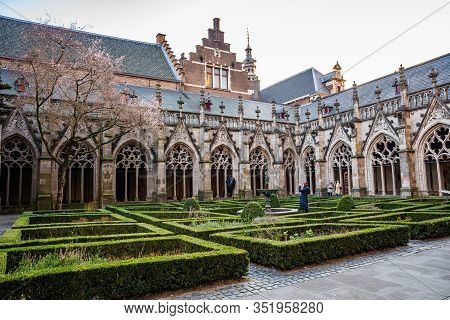 Utrecht, Netherlands - January 06, 2020. Pandhof Garden Of The Dom Church Is One Of Holland Most Bea