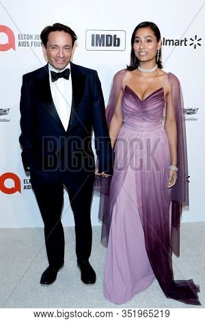 LOS ANGELES - FEB 9:  Chris Kattan, Cheyenne Gordon at the 28th Elton John Aids Foundation Viewing Party at the West Hollywood Park on February 9, 2020 in West Hollywood, CA