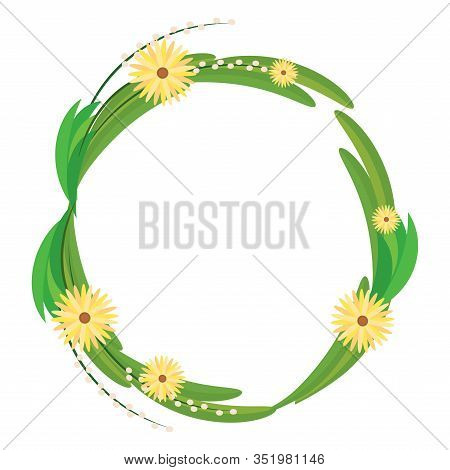 Isolated Beautiful Florar Frame With Leaves - Vector