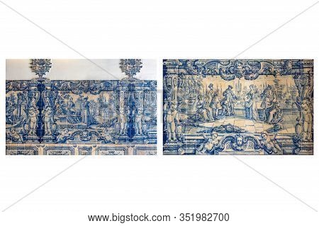 View Of An 18th Century Tiles Panel Depicting Gallant Scenes Of The Nobility, At The Entrance Hall O