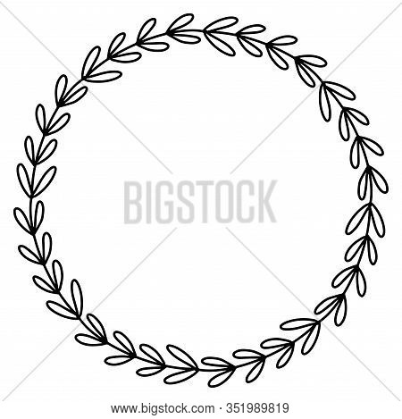 Abstract Doodle Floral Frame. From Leaves And Flowers Isolated On White Background. Vector Stock Ill