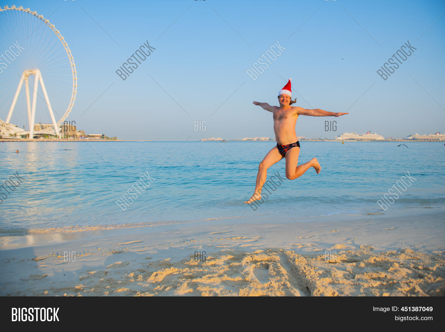 Uae Man Jumps On Beach Image & Photo (Free Trial) Bigstock