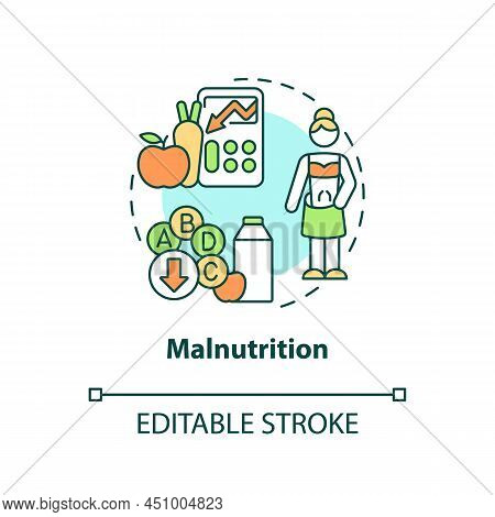 Malnutrition Concept Icon. Undernutrition. Food Security Basic Definitions Abstract Idea Thin Line I